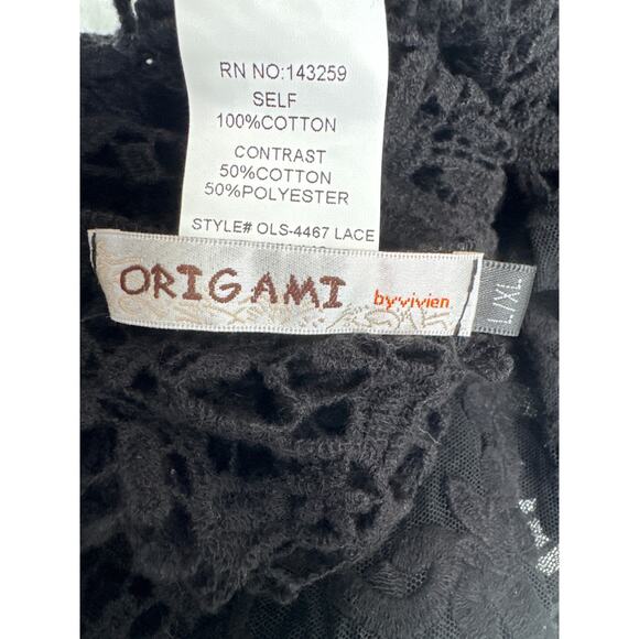 Crochet and lace sleeveless duster black origami by Vivien cardigan medium large - Picture 12 of 16